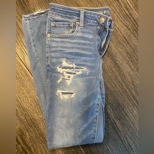 American Eagle Outfitters Blue Distressed Skinny Jeans